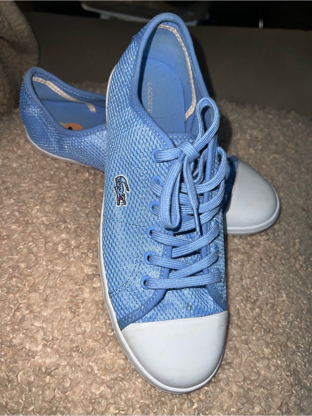 Lacoste Women's Sky Blue Knit Lace-Up Sneakers